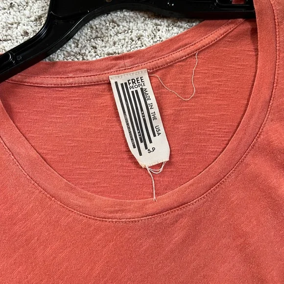 Free People Orange Side Tie S/S Tee, Sm 🧡 - Picture 3 of 4